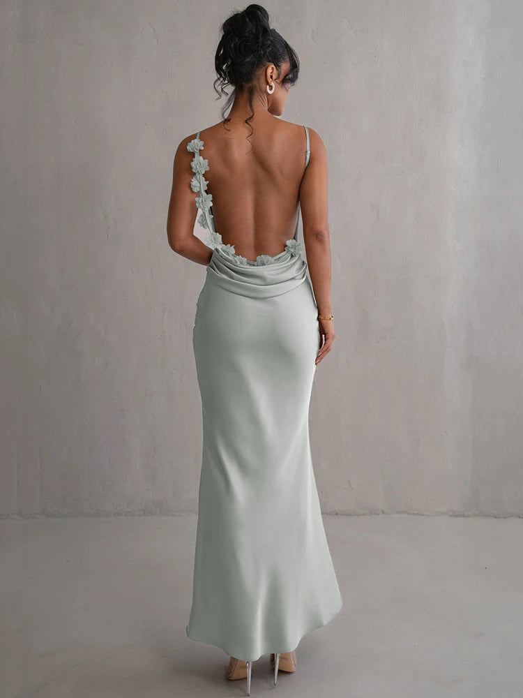 BloomCharm Backless Maxi Dress - Zirn