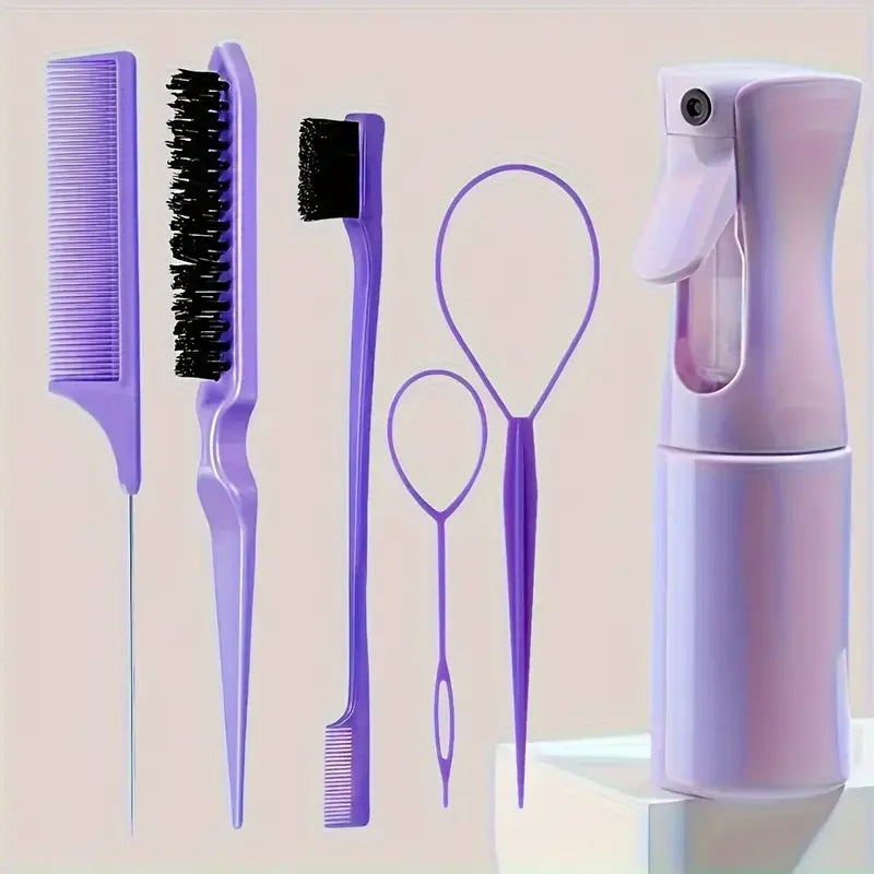 6-Piece Hair Styling Kit: Brushes, Comb & Tools - Zirn