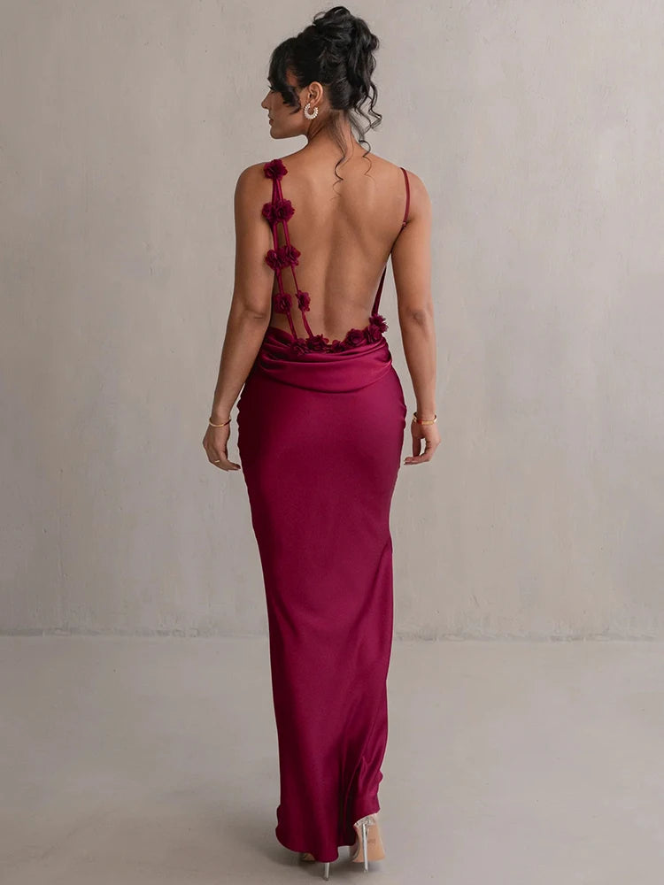 BloomCharm Backless Maxi Dress - Zirn