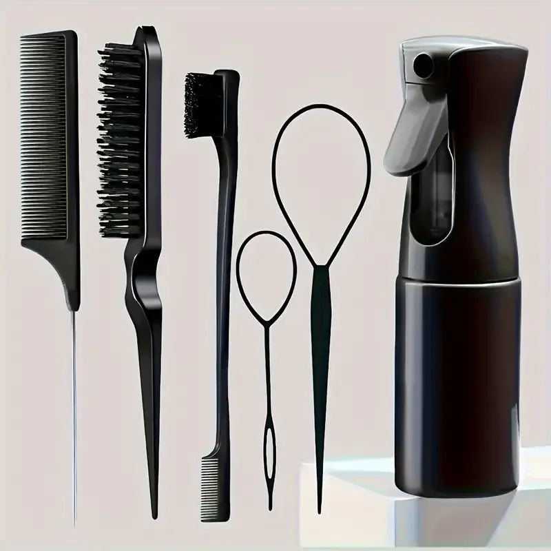 6-Piece Hair Styling Kit: Brushes, Comb & Tools - Zirn