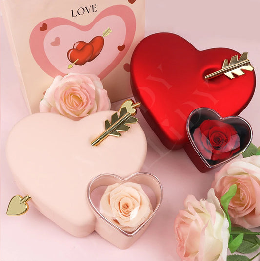 Valentine's Day Creative Heart-piercing Rose Jewelry Box and 100 Languages I Love You Projection Necklace Gift Set - Zirn